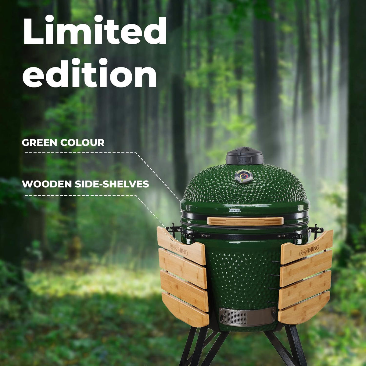 Kamado Bono 21" Ceramic Charcoal BBQ Grill & Smoker – Green