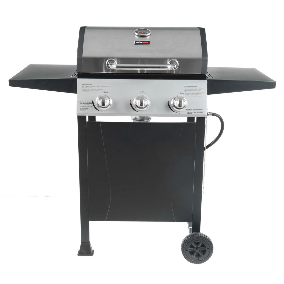 Grill Boss 3-Burner Portable Propane Gas BBQ Grill with Lid