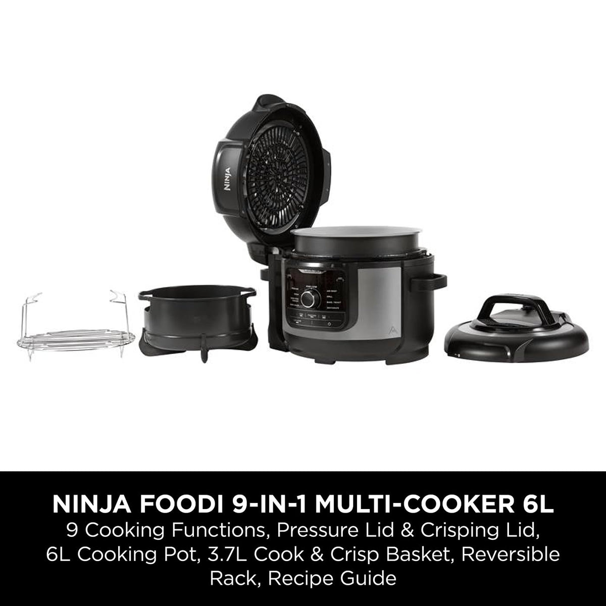 Ninja Foodi 9-in-1 Multi Cooker 6L – Pressure Cook & Air Fry – OP350UK