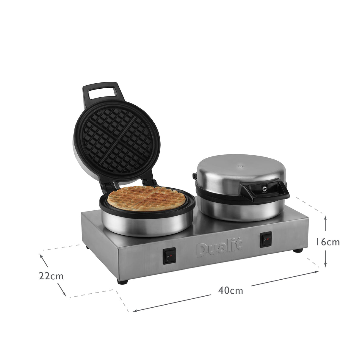 Dualit 1.6kW Double Waffle Iron 74002 – 60 Waffles/Hour Output