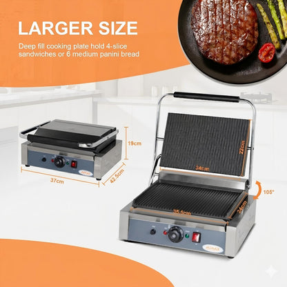 Hakka Electric Panini Press Contact Grill – 50–300°C Non-Stick