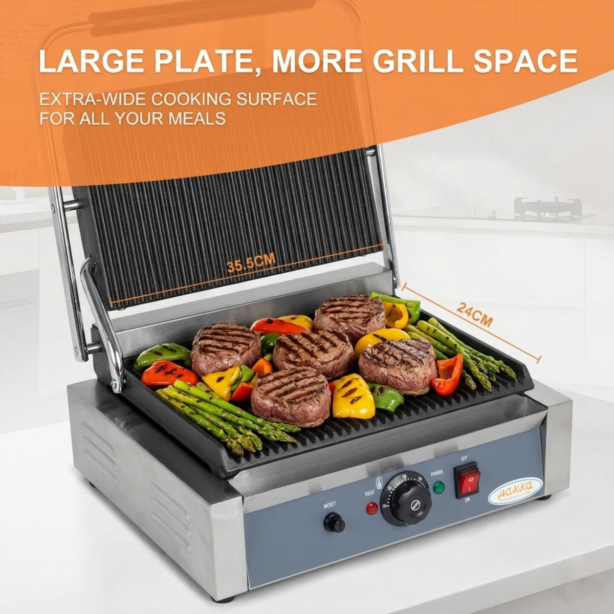 Hakka Electric Panini Press Contact Grill – 50–300°C Non-Stick