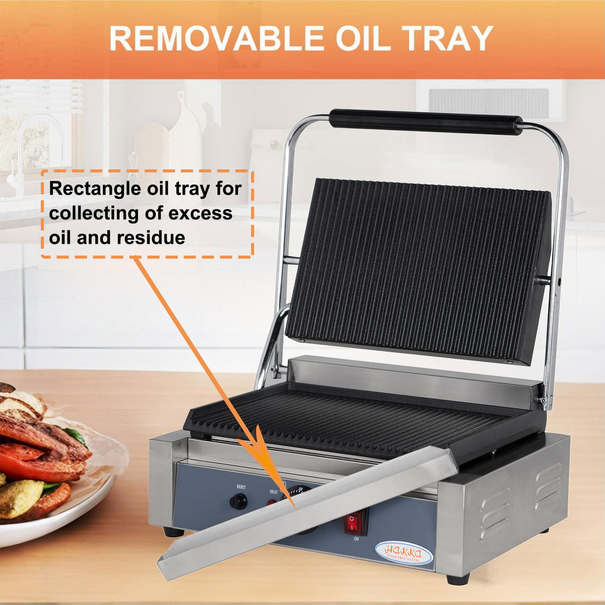 Hakka Electric Panini Press Contact Grill – 50–300°C Non-Stick