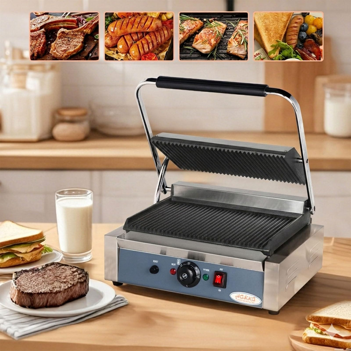 Hakka Electric Panini Press Contact Grill – 50–300°C Non-Stick