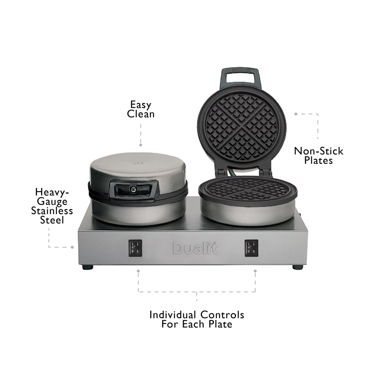 Dualit 1.6kW Double Waffle Iron 74002 – 60 Waffles/Hour Output