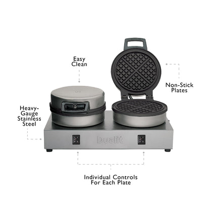Dualit 1.6kW Double Waffle Iron 74002 – 60 Waffles/Hour Output