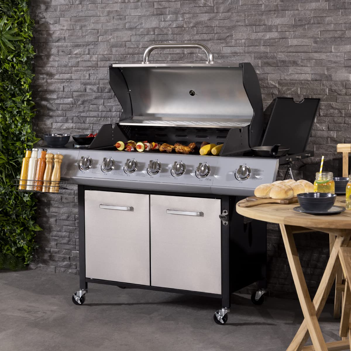 Charles Bentley 7-Burner Premium Gas BBQ with Side Burner