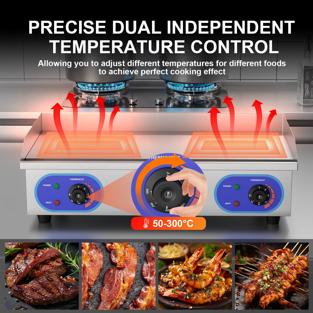 TAIMIKO 73cm Commercial Electric Griddle 4400W – Full Flat Stainless Steel