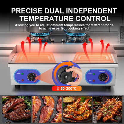 TAIMIKO 73cm Commercial Electric Griddle 4400W – Full Flat Stainless Steel