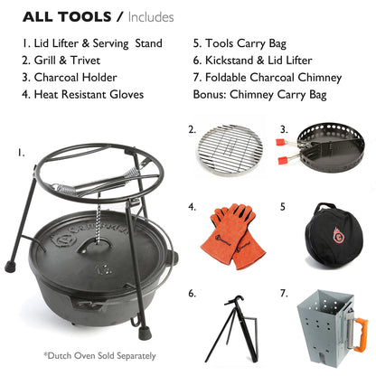 CampMaid 7-Piece Dutch Oven & Outdoor Cooking Accessory Set