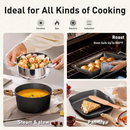 Kitchen Academy 30-Piece Non-Stick Pots and Pans Cookware Set